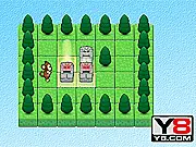 Magic Totems online game screenshot showing the monkey character pushing an ancient stone idol toward its target position