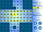 Dot Lock online logic puzzle game board showing a grid with connected dots and lines.