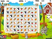 Blocky Farm free online puzzle game, screenshot showing swapped vegetables in a match-3 row