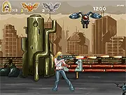 Jessica Vs Aliens free online game, female hero shooting a giant alien monster
