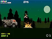 Zombie Disposal game screenshot - playing free online physics game tossing zombies into a fire on PlayArcadeHub