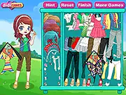 Fly My Kite free online fashion game, dressing up a character with stylish clothes and accessories for a windy day.