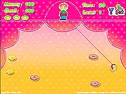A mining claw descending into a cross-section of earth filled with colorful, frosted doughnuts in the free Doughnut Miner online arcade game.