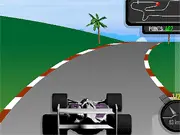 F1 Race Time Trial game screenshot showing a Formula 1 car speeding around a corner on a race track, challenging arcade racing game online