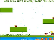 The Black Bit Ninja character being launched across a pixelated screen to hit multiple enemies in the physics puzzle game