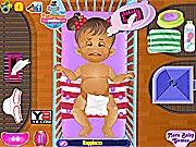 Baby Daisy Diaper Change game screenshot, baby care room, girl changing baby's diaper, free online time-limited game on PlayArcadeHub