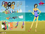 Alva Donna Dress Up free online fashion game where girls select swimwear and bikini outfits for the beach