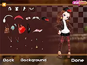 Chocolate Girl Flash free online dress up game featuring a character in various shades of brown and cocoa-colored clothes and accessories.