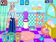 Elsa Bathroom Cleaning Day free game, royal princess tidying a messy bathroom