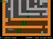 Gravity Den online platformer game screen showing a character dodging spikes by reversing gravity.