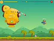 Ruthless Pandas free online shooter game, showing a spaceship being defended against armed panda characters with guns.