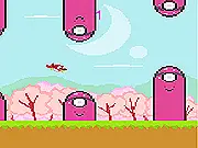 Flappy Sparrow free online game screenshot, small bird navigating between green pipes, avoidance arcade game on PlayArcadeHub
