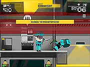 Space Cop free online 3069 sci-fi shooter game screenshot: player fighting space pirates on a starship