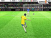 Free Kick King free online game screenshot, player taking a free kick during a penalty shootout, football game on PlayArcadeHub