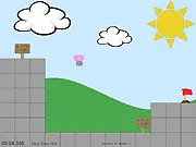 Spring Pig free online puzzle platformer game, pig character using a spring to jump, physics-based platform game, overcoming obstacles