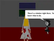 A character named Kamimura looking out the window of a stormy airplane in the Ghost Motel 11 interactive story game