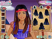 Screenshot of Pocahontas Modern Makeover game showing the princess wearing a stylish, contemporary outfit and a trendy hairstyle, ready for the 21st century
