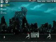 Dr. Null game screenshot featuring a large, destructive combat robot defending against military tanks and soldiers