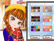Free online dress-up game thumbnail for Girl in Library 5, featuring a girl named Pam wearing a stylish outfit and holding books in a library setting.