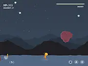 The character LightSprite jumping to collect glowing stars on a moonscape background in the free online arcade game