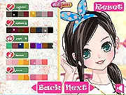 Screenshot of Girly Berry dress-up game showing a cheerful girl avatar and various fashion and makeup options.