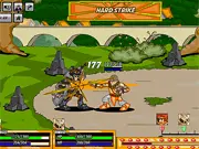 The Champions Of Chaos 2 game title screen featuring two fantasy warrior characters ready for battle in the free online arena RPG
