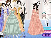 Stylish Shakespeare dress up game image showing a woman in a luxurious, detailed English Renaissance gown and ruff