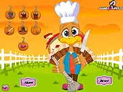 A funky turkey being dressed up with various fantasy outfits and accessories for a Thanksgiving party in the Fantasy Turkey Dress Up free online game