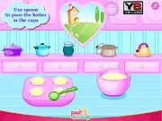 Screenshot of Fairy Cakes free online cooking game showing ingredients for baking a pink and fluffy cupcake recipe