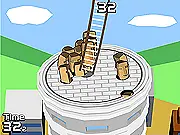 Screenshot of Big Heads arcade game showing a platform, ladder, and several large, rolling heads that need to be rescued.