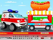 Ambulance Trucks Hidden Letters free online game, play hidden object game, find 26 hidden letters on PlayArcadeHub