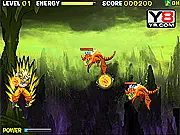 Dragon Ball Dark Day game screenshot, Goku fighting dragons, free online action fighting game