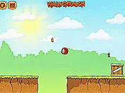 Red Ball 3 online game screenshot showing the red ball jumping over a spiked pit to rescue the pink ball