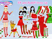 Elf and Rudolf Dress Up free online game, play Christmas dress up game, style elf and reindeer Rudolf on PlayArcadeHub