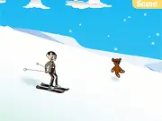 Mr Bean Skiing Holiday Free Online Game - downhill action with teddy