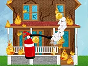 Little Heroes online game, children putting out a house fire, repairing a home, free rescue game