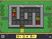 Castle Keeper Old game screenshot - Sorcerer's apprentice pushing a dark creature to a pentagram in a castle library