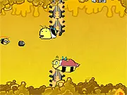 Bee-Spree free online endless runner game screenshot showing a cute bee character flying quickly past a series of colorful flowers and obstacles