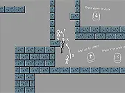 Temple Escape game screen: Character running and jumping over a spike pit in an ancient Aztec temple.