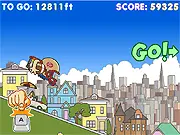 Super Frisco Frenzy game screenshot showing a fast-moving San Francisco cable car driving aggressively on a steep, crowded street