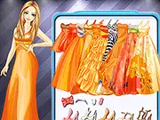Fashion game image showing a girl in a stunning orange prom dress being crowned Prom Queen in the free online game