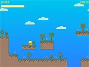 Doug's Quest Adventure free online game screenshot showing the character Doug jumping over a spike trap in the icy world