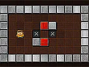 Sokoboom 2 game image showing a character pushing a heavy box in a dungeon puzzle