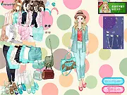 Styling an outfit with cool ice blue summer clothes, dress, shoes, and pink accessories in the free Ice Blue Summer dress up game online