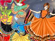 Mexican Folk Dresses Dress Up free online cultural fashion game screenshot, styling traditional vibrant dance costumes