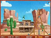Play Lizard Cannon free online physics puzzle game, shooting the lizard to break bottles