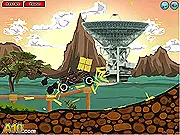 Motor Beast game screenshot, massive monster truck driving over crushed cars, free online destruction game