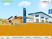 Highly Explosive Road free online game, truck driving over exploding barrels, action SUV physics game