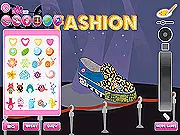 Screenshot of the Paint My Shoes game showing a custom designed shoe with bright colors