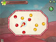 Screenshot of the Gemiaca Match 3 puzzle game, showing a cannon firing a red gem towards a cluster of multi-colored gems.